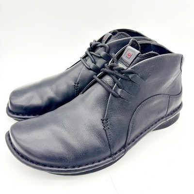 Tsubo Mens Black Leather Chukka Boots Size 10 Ankle Lace Up Rubber Sole X19-3