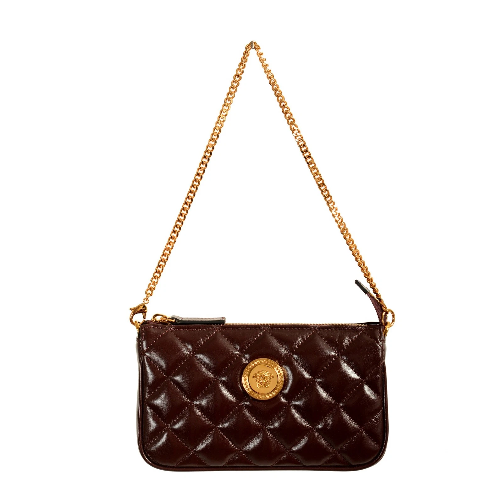 Versace — Versace Women's Plum Gold Medusa Quilted Small Handbag Shoulder Bag