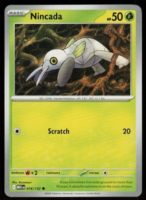 Nincada 016/132 Common Mega Evolution Pokemon Near Mint