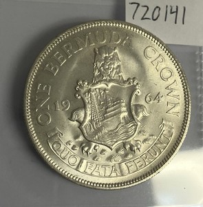 BU UNC 1964 Bermuda (British Overseas Territories). 1 Crown 50% Silver 720141