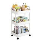 3-Tier Storage Trolley on Wheels Space-Saving Shelving Cart with Handle - White photo 1