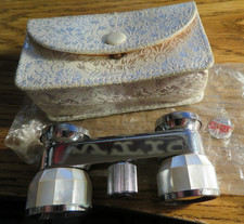 Vintage Binolux Mother of Pearl Chrome 2.5x Opera Glasses in Original Case Japan