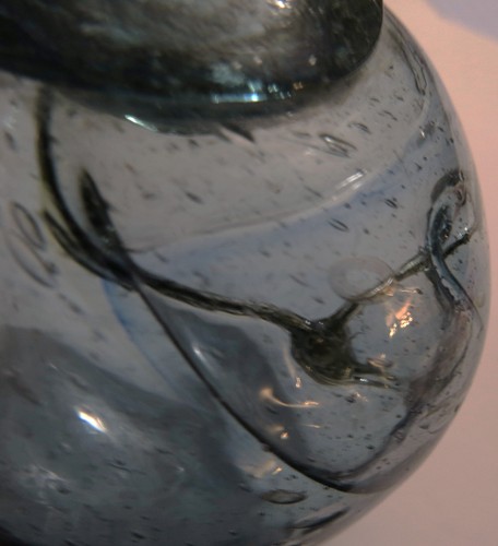 Japanese Blown Glass FLOAT 3.5" Aqua Tri-Foot Spindle Swirls Bubbles USA BZ - Picture 9 of 24