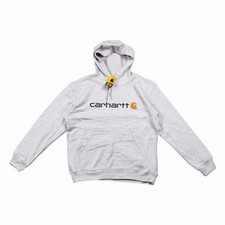 Image of Carhartt Mens M Grey Loose Fit Midweight Logo Graphic Hoodie Sweatshirt NWT