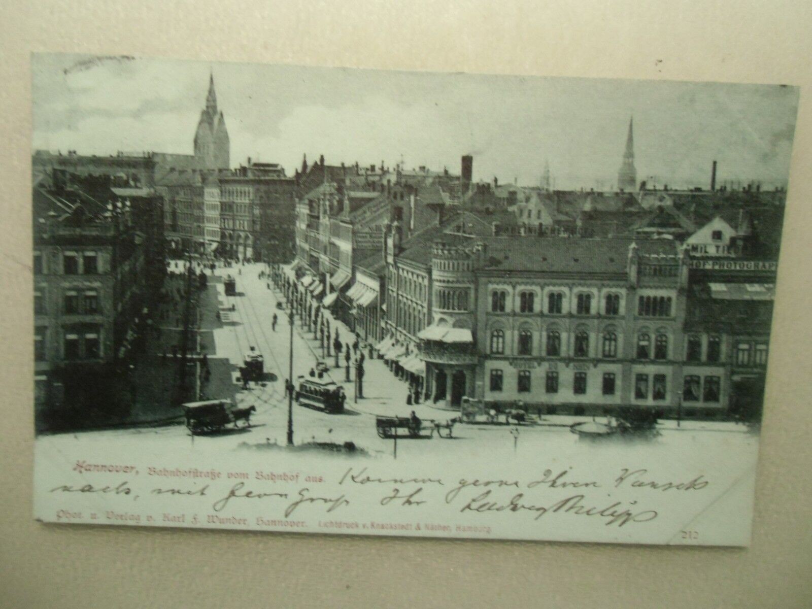 Postcard Hanover Bahnhofstraße 1898 tram