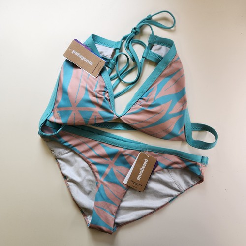 NWT Patagonia Size S Two Piece Bikini Set Non-Slip Eucalytpus Fronds Peach Green - Picture 24 of 24