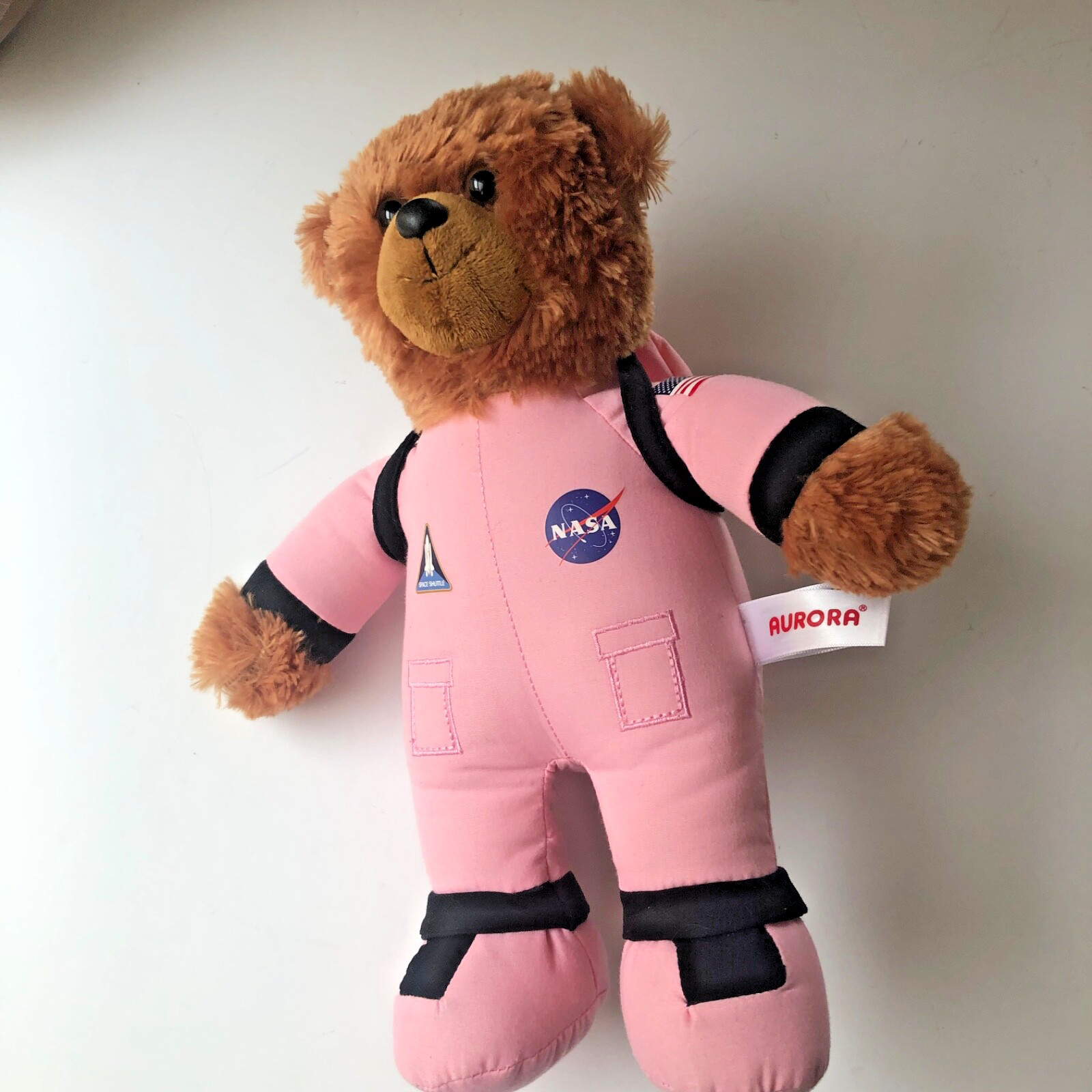 NASA Pink Bear Space Shuttle Astronaut Plush Aurora World Toy With Back Pack