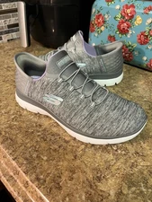 Skechers Women's Slip-Ins Summits Dazzling Walking Shoes Gray Sz 8.5