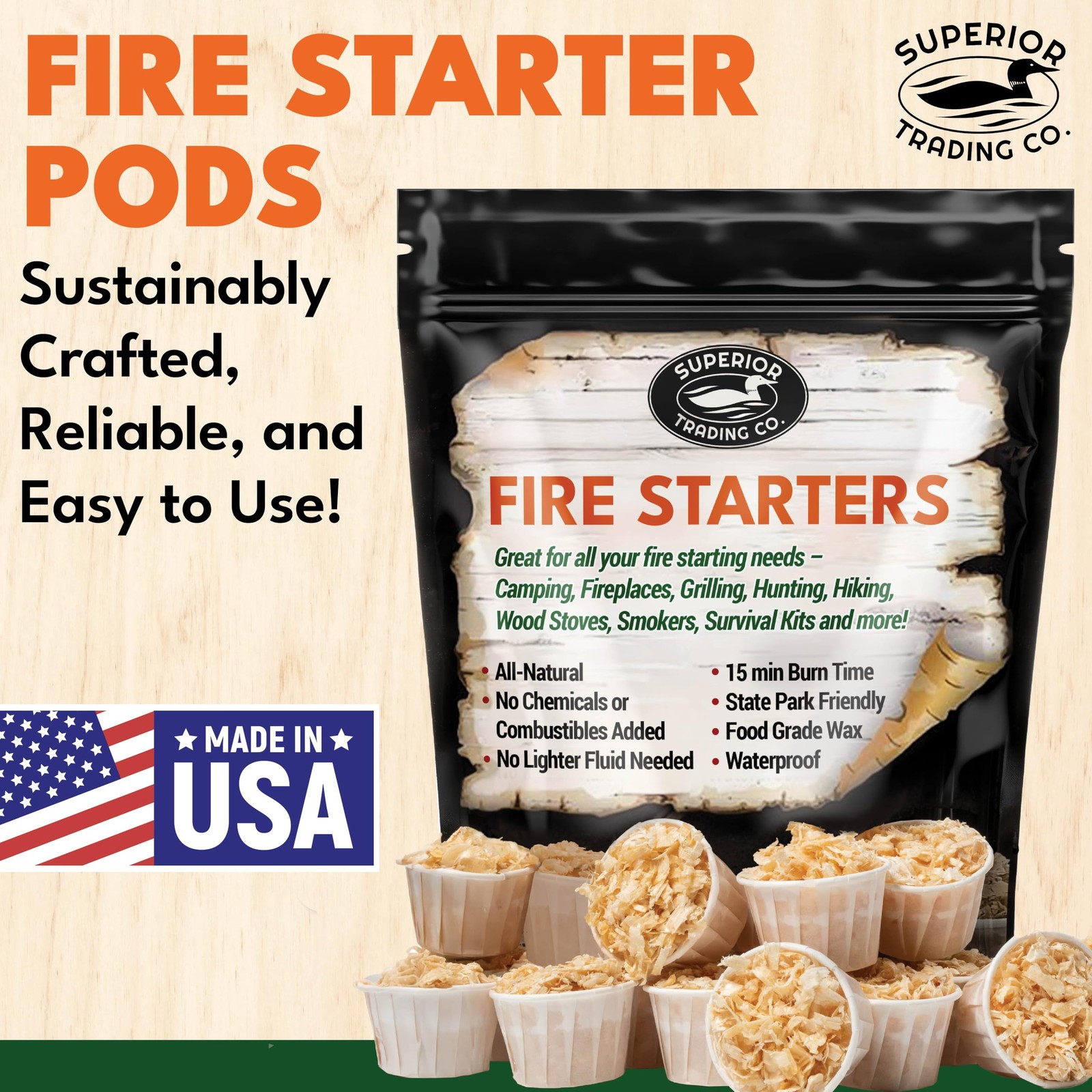 Pack Fire Superior Trading Fire Starter Pods in Resealable Packs - Fire Starters ...