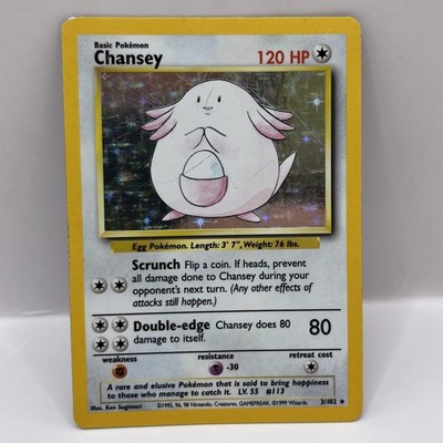 Pokémon TCG Chansey Base Set Holo Rare Vintage Pokemon Karte 3/102 LP / MP