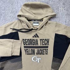 Georgia Tech Yellow Jackets Adidas Hoodie Men M Gold Black Fleece Pullover b004