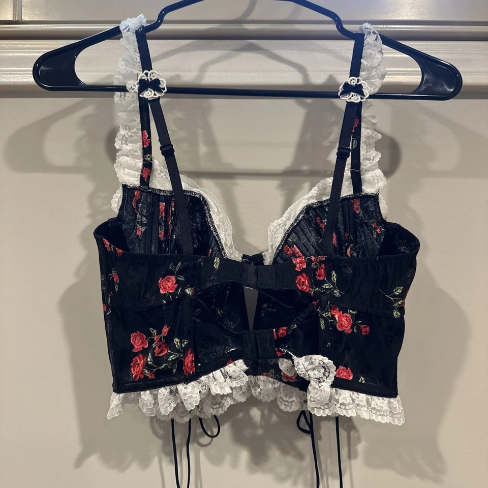 For Love And Lemons June Bustier Black with Roses Small NWOT - Image 4 of 4