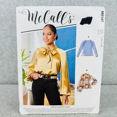 McCalls 8147 Loose Top Raglan Sleeves Stand Up Collar Misses Size XS M pattern