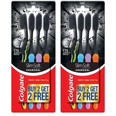 8 Stück Colgate Slim Soft Charcoal Zahnbürste 17x schlankere Borsten mit weic...