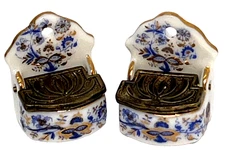 1:12 Reutter Porcelain Dollhouse Miniature Salt Container Set Blue Onion No Box