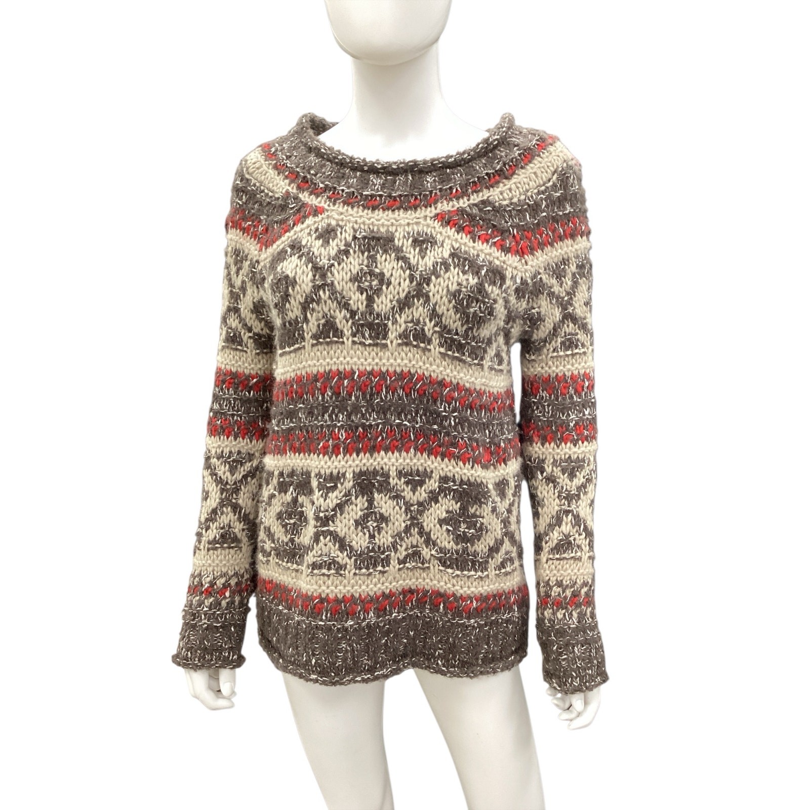 Free People Sweater Women’s Size XS Knit Acrylic/Wool/Cotton Blend Brown &Beige