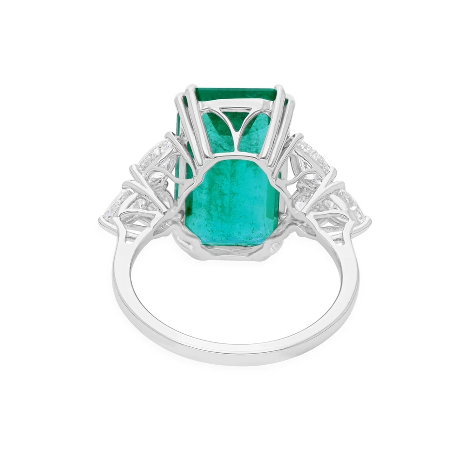 7.72TCW Sambianischer Smaragd Si / H Diamant Cocktail Verlobungsring 14k - Bild 2 von 4