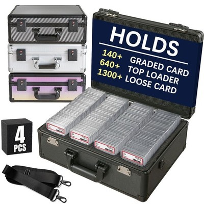 Graded Card Storage Box   Aluminum Alloy Trading Cards Storage Box with Combi...