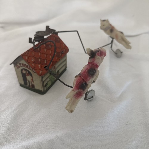 VTG 1950s Kennel Frolics Dog & Cat Tin Celluloid Windup Toy Japan in Box WORKS
