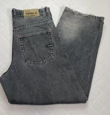 Southpole Jeans Mens 36 X 31 Black Gray Straight Leg Baggy 100% Cotton Denim