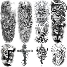 8 Sheets Christian Jesus Cross Temporary Tattoo Sleeve for Adult Men  4-Sheet F