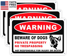 3 Pack Beware of Dog Signs for Fence - 10X7 Inch, Rust Free Aluminum, Reflectiv