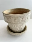 New ListingMcCoy Mid Century Pottery Ivory White Planter w/Saucer Greek Key 5 1/5 “ by 5”