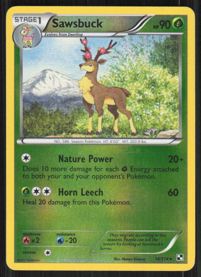 Pokemon TCG Black and White #14/114 Sawsbuck Reverse LP