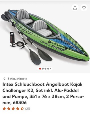 INTEX Komplettset Challenger K2 Kajak Schlauchboot + Paddel + Pumpe 2 Personen