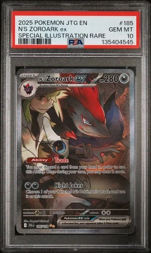 2025 POKEMON JTG EN-JOURNEY TOGETHER #185 N'S ZOROARK EX PSA 10