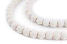 White Natural Wood Beads 8mm Round Large Hole 16 Inch Strand