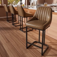 Set of 4 Bar Stools 24  Counter Height PU Leather Chairs for Kitchen or Bar
