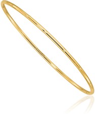 14K Solid Yellow Gold 2mm Slip On Bangle Bracelet
