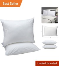Standard Size Medium Density Bed Pillow Set with Washable Protectors - 2 Pieces