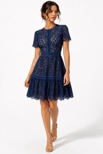 Shoshanna Blue Floral Lace Fit & Flare Cocktail Dress Size 4