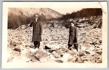 Vtg B&W Snapshot Man & Boy In Winter Coats 1940