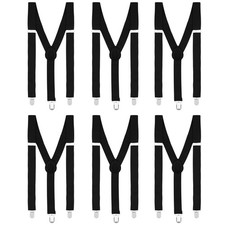 QPIXVB 6pcs Suspenders for Men,Black Suspenders,Suspender Tie Set Black