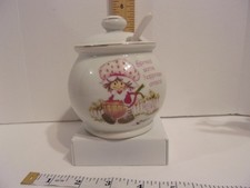 VINTAGE 1980 Strawberry Shortcake Fine Porcelain Sugar Bowl Lid spoon 100 Japan