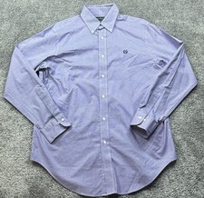 Lauren Ralph Lauren Shirt Mens Large Purple Check Classic Fit Non Iron Cotton