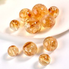 4PCS Natural Citrine Round Spacer Loose Beads Suitable For Bracelets, Necklaces