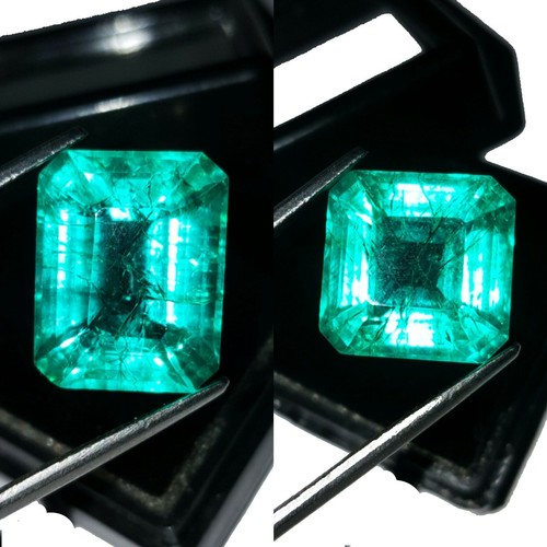 8-10 Ct Certified Natural Colombian Emerald Pair Loose Gems Emerald & Square Cut