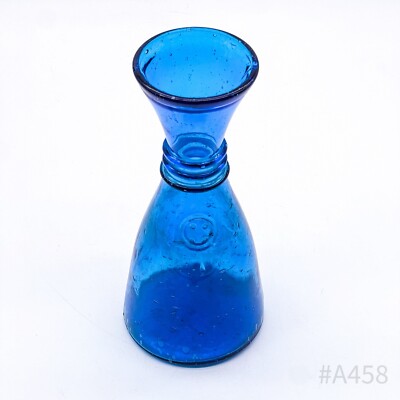 Vintage Glass Bubble Carafe Blue Made in Italy | 26.5cm Height
