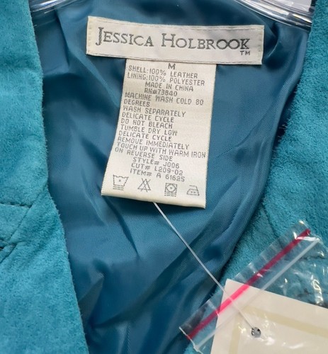 Jessica Holbrook Womens Machine Washable Suede Turquoise Blazer Jacket Sz M NWT - Picture 4 of 6