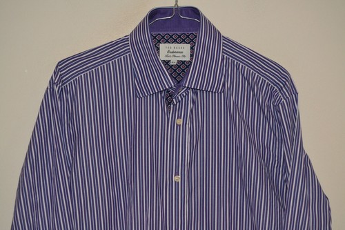 Ted Baker Endurance Classic Fit Purple Stripe Formal Shirt Size 15.5 - Picture 2 of 5