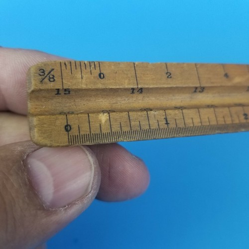 Vintage Wooden 3-Sided Triangular Scale Ruler Drafting Tool Architect US Std - Picture 6 of 9