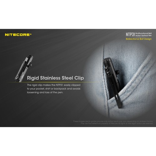 ~NEW~ Nitecore NTP31 Bolt Action Tactical Pen w/ Glass Breaker - Picture 5 of 6