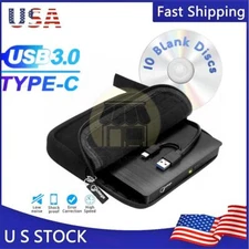 Slim Laptop External CD DVD RW Drive USB 3.0 Writer CD DVD Burner + 10 Discs