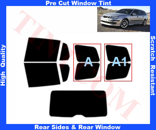 Passgenaue Tönungsfolie Saab 9-3 Kombi 5T 2005-2007 Heck/Seitenscheiben 5%-50% - Bild 1 von 1