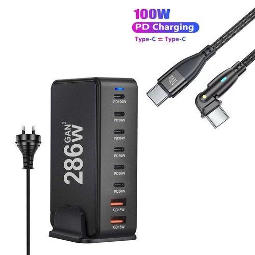 6/8 Port Fast GaN 200W Multi USB-C Wall Charger Quick Charging QC PD Type C USB - Picture 54 of 63