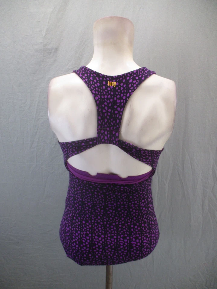 LUCY POWERMAX Size XS Womens Purple Back Cutout Athletic Racer Back Tank Top 790 - Image 4 of 4
